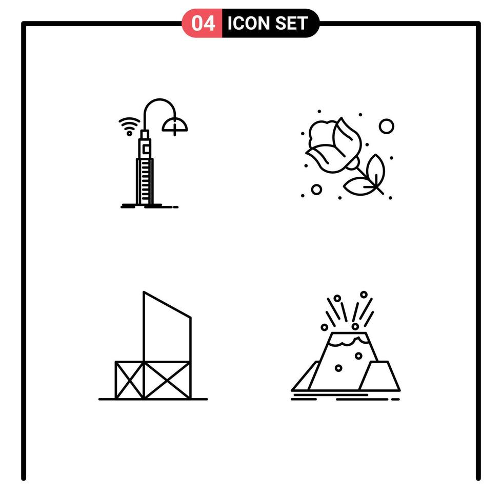 Stock Vector Icon Pack of 4 Line Signs and Symbols for lights baywatch smart red lifeguard Editable Vector Design Elements