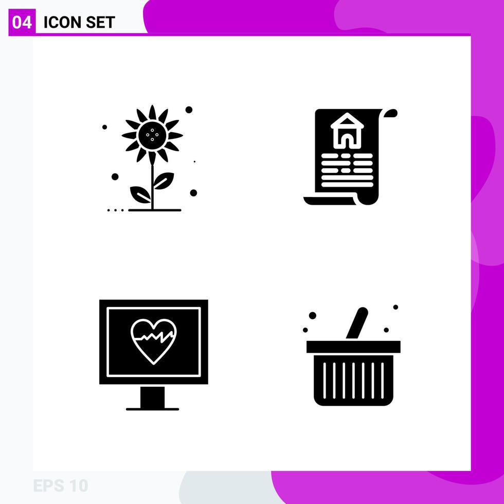 Solid Icon set Pack of 4 Glyph Icons isolated on White Background for Web Print and Mobile Creative Black Icon vector background