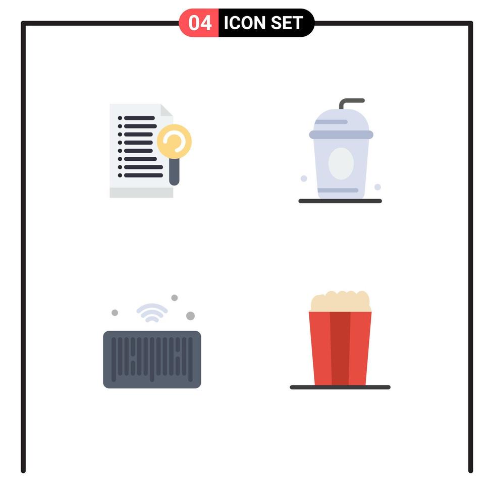 Pack of 4 Modern Flat Icons Signs and Symbols for Web Print Media such as document iot server paris pop Editable Vector Design Elements