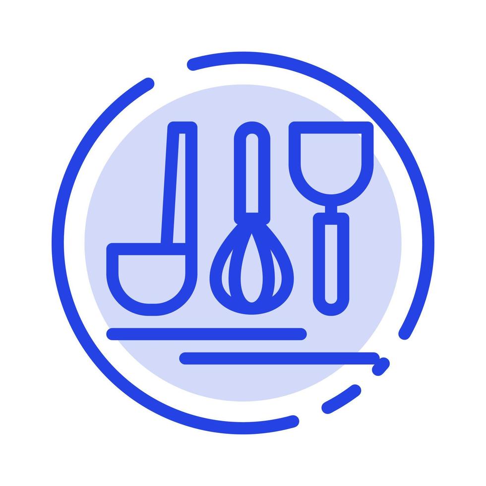 Cutlery Hotel Service Travel Blue Dotted Line Line Icon vector