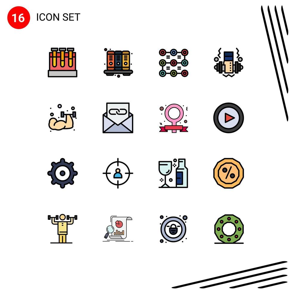 16 Creative Icons Modern Signs and Symbols of sport dumbbell lock weight dumbbell Editable Creative Vector Design Elements