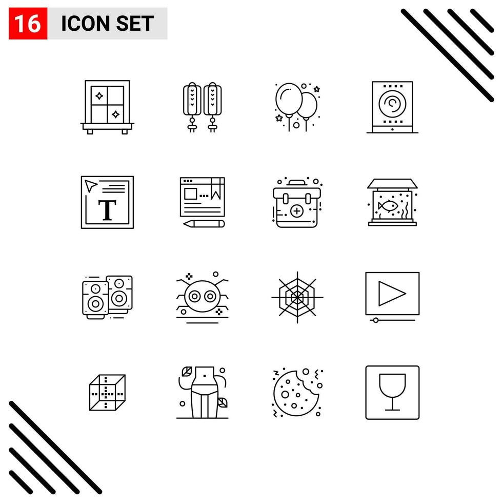 Outline Pack of 16 Universal Symbols of browser font design party font color tablet Editable Vector Design Elements