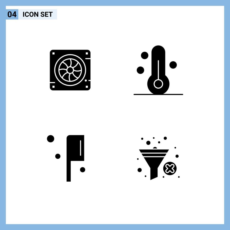 Modern Set of 4 Solid Glyphs and symbols such as computer preparation air thermometer filter Editable Vector Design Elements