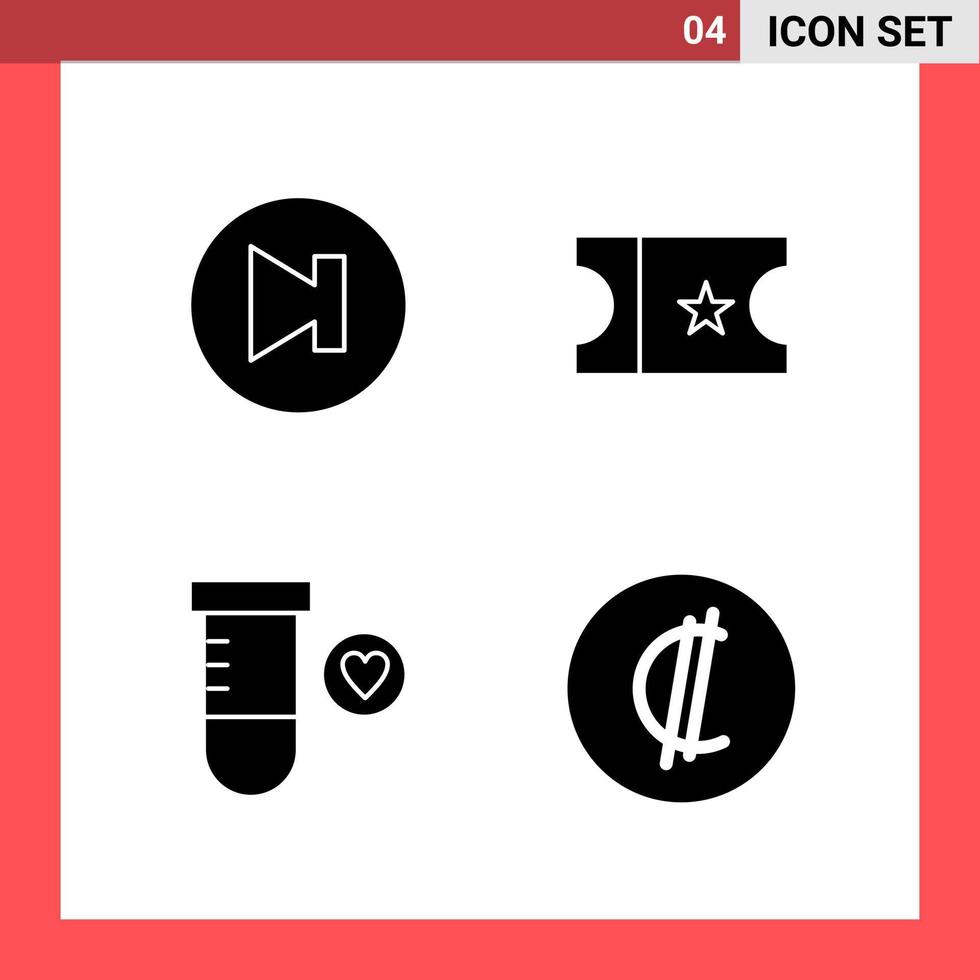 paquete de 4 iconos símbolos de glifo de estilo sólido sobre fondo blanco signos simples para el diseño general fondo de vector de icono negro creativo