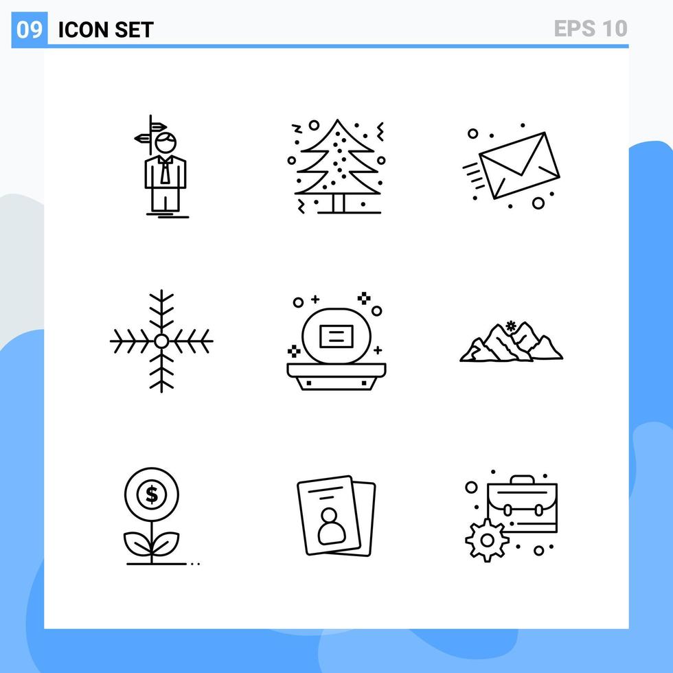 Modern 9 Line style icons Outline Symbols for general use Creative Line Icon Sign Isolated on White Background 9 Icons Pack Creative Black Icon vector background