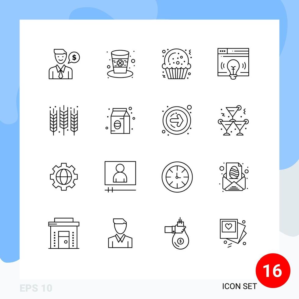 User Interface Pack of 16 Basic Outlines of food agriculture christmas bulb web Editable Vector Design Elements