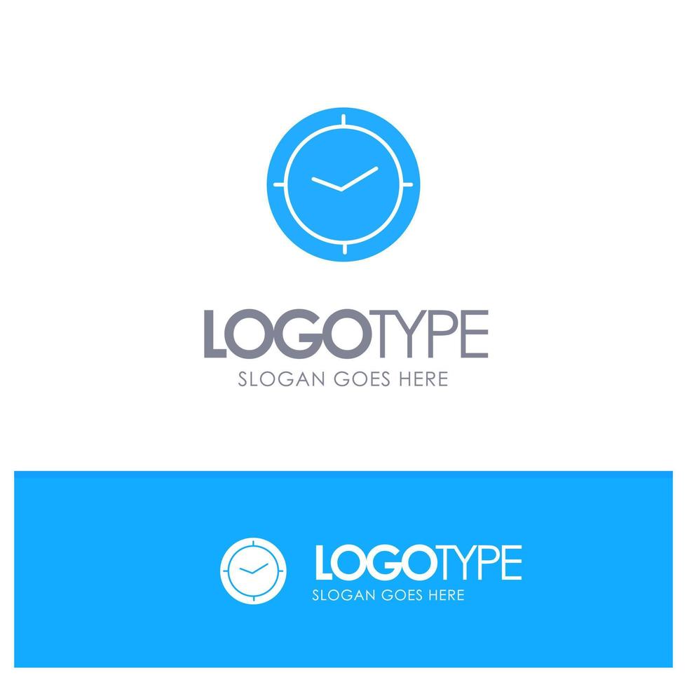 Watch Time Timer Clock Blue Solid Logo with place for tagline vector