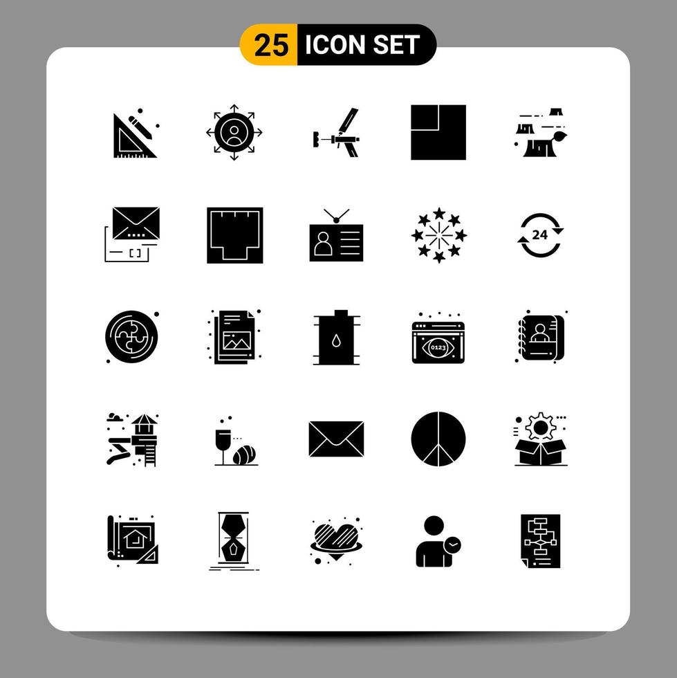 Pictogram Set of 25 Simple Solid Glyphs of deforestation scale building layout tool Editable Vector Design Elements