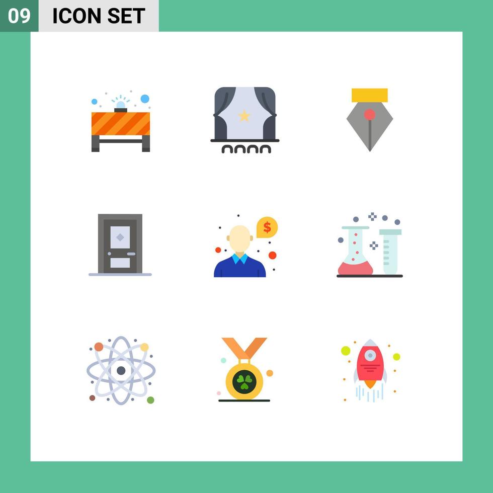 9 Thematic Vector Flat Colors and Editable Symbols of question help editor door build Editable Vector Design Elements