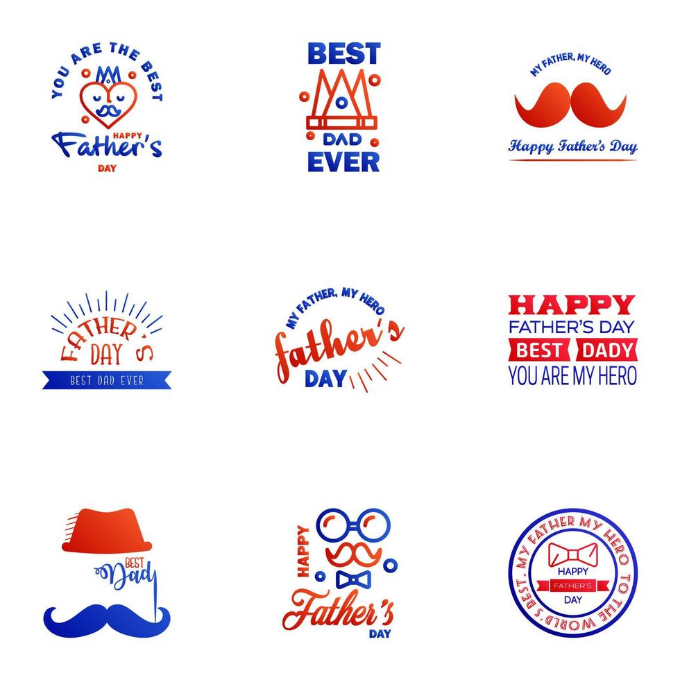 Happy Fathers Day Appreciation Vector Text Banner 9 Blue and red Background for Posters Flyers Marketing Greeting Cards Editable Vector Design Elements
