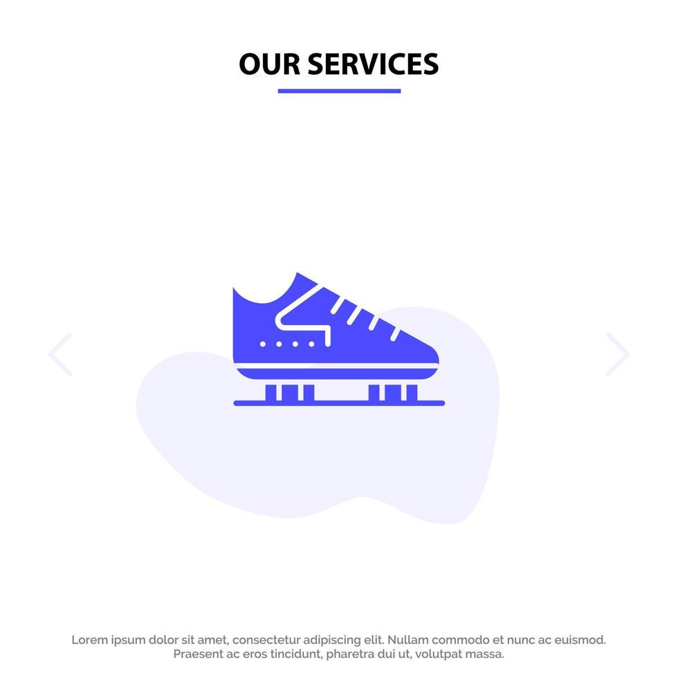 Our Services Boot Ice Skate Skates Skating Solid Glyph Icon Web card Template vector