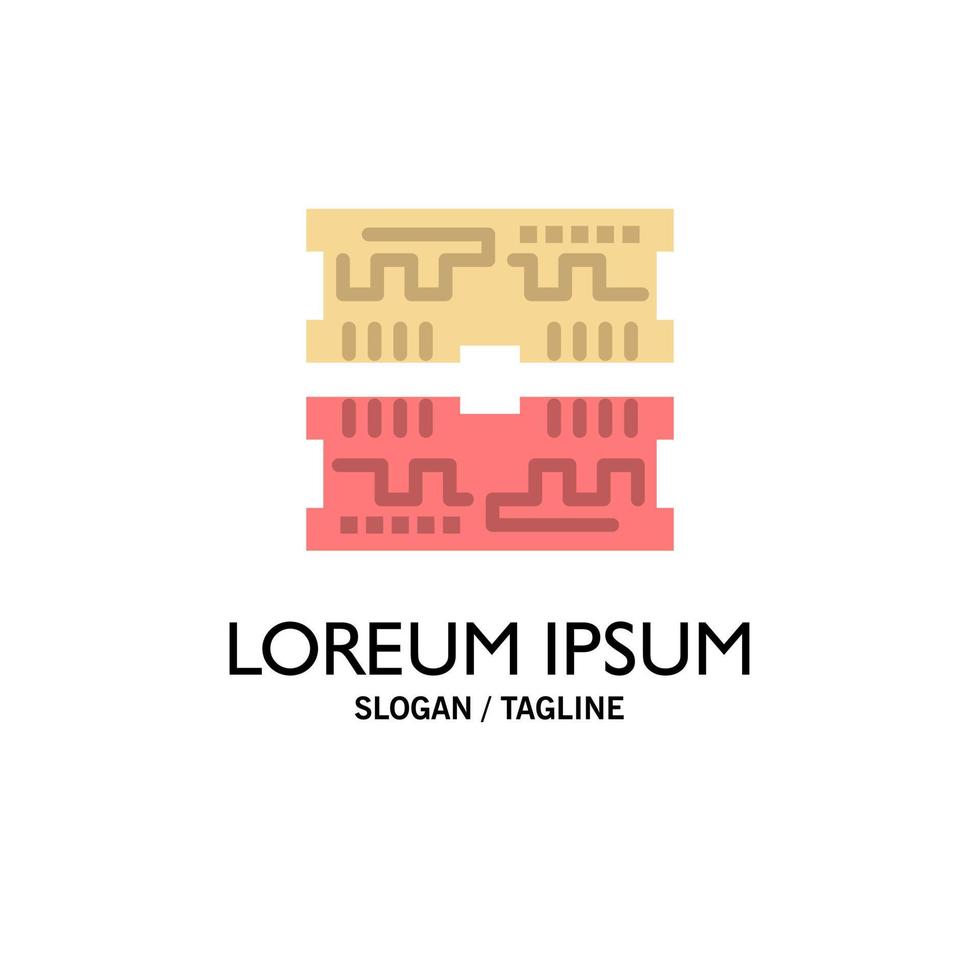 Cards Component Computer Business Logo Template Flat Color vector