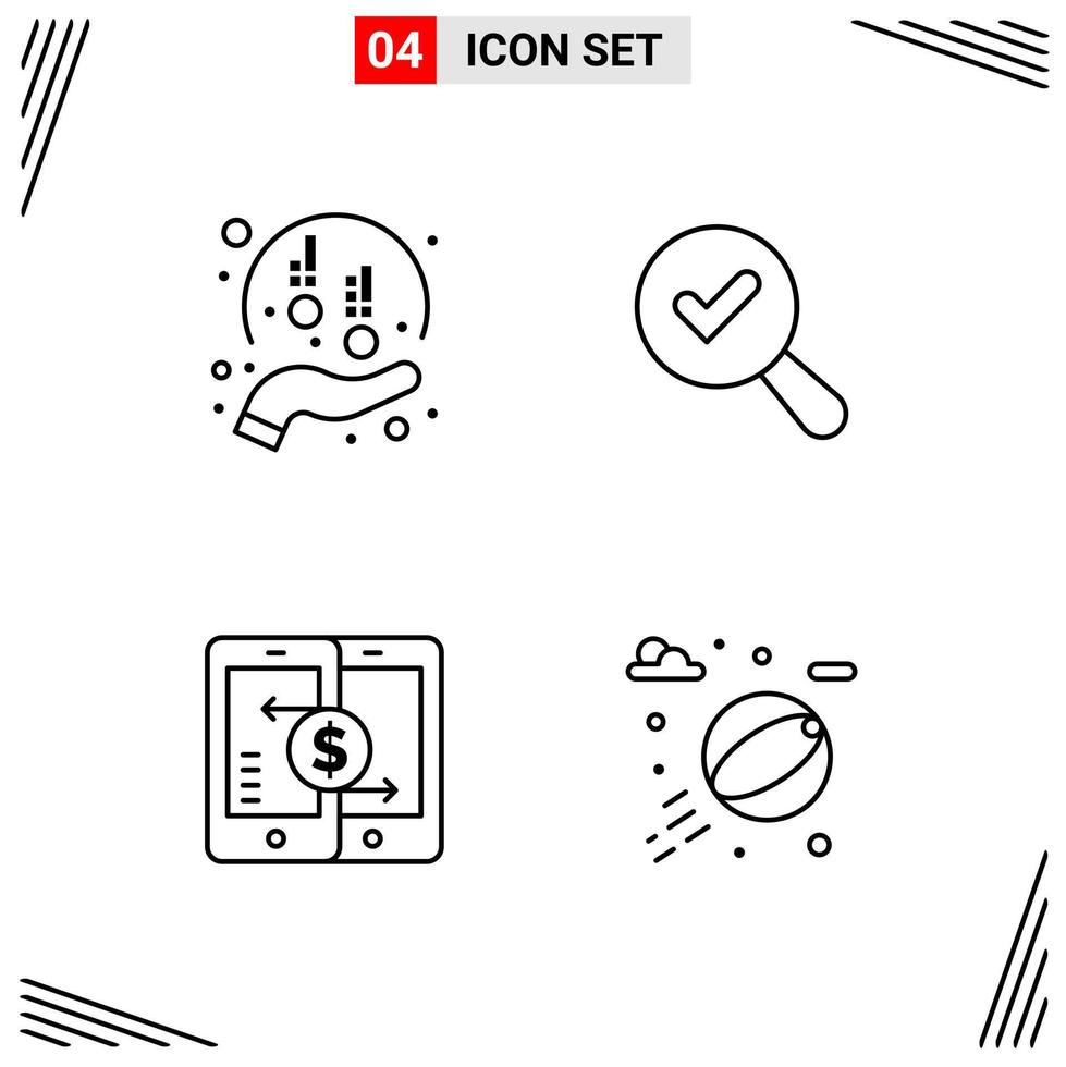 4 Icons Line Style Grid Based Creative Outline Symbols for Website Design Simple Line Icon Signs Isolated on White Background 4 Icon Set Creative Black Icon vector background