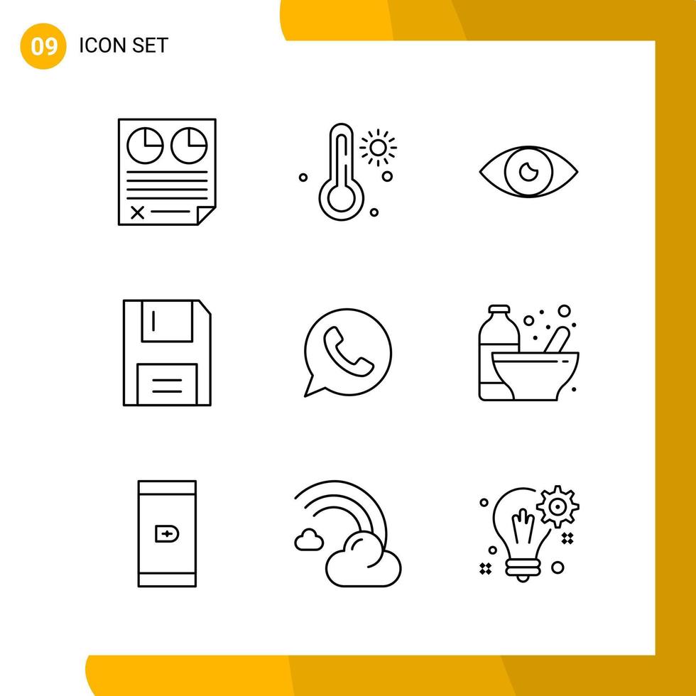 9 conjunto de iconos estilo de línea paquete de iconos símbolos de contorno aislados en fondo blanco para el diseño de sitios web receptivos fondo de vector de icono negro creativo