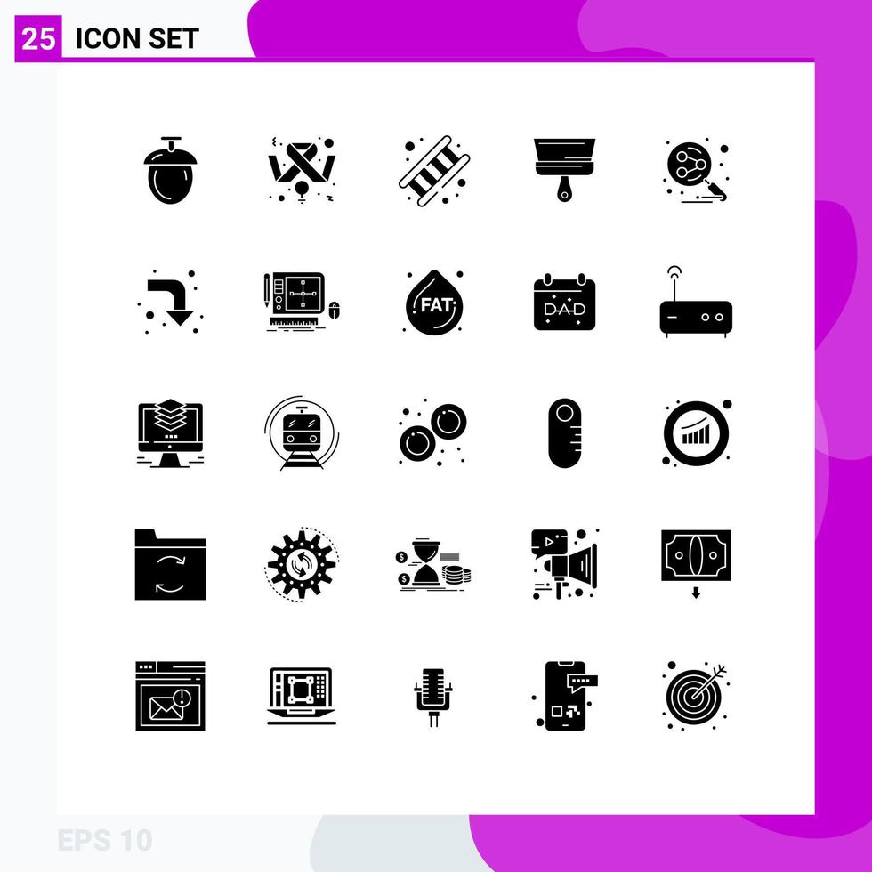 25 iconos creativos signos y símbolos modernos de herramienta compartida bombero pincel pincel elementos de diseño vectorial editables vector