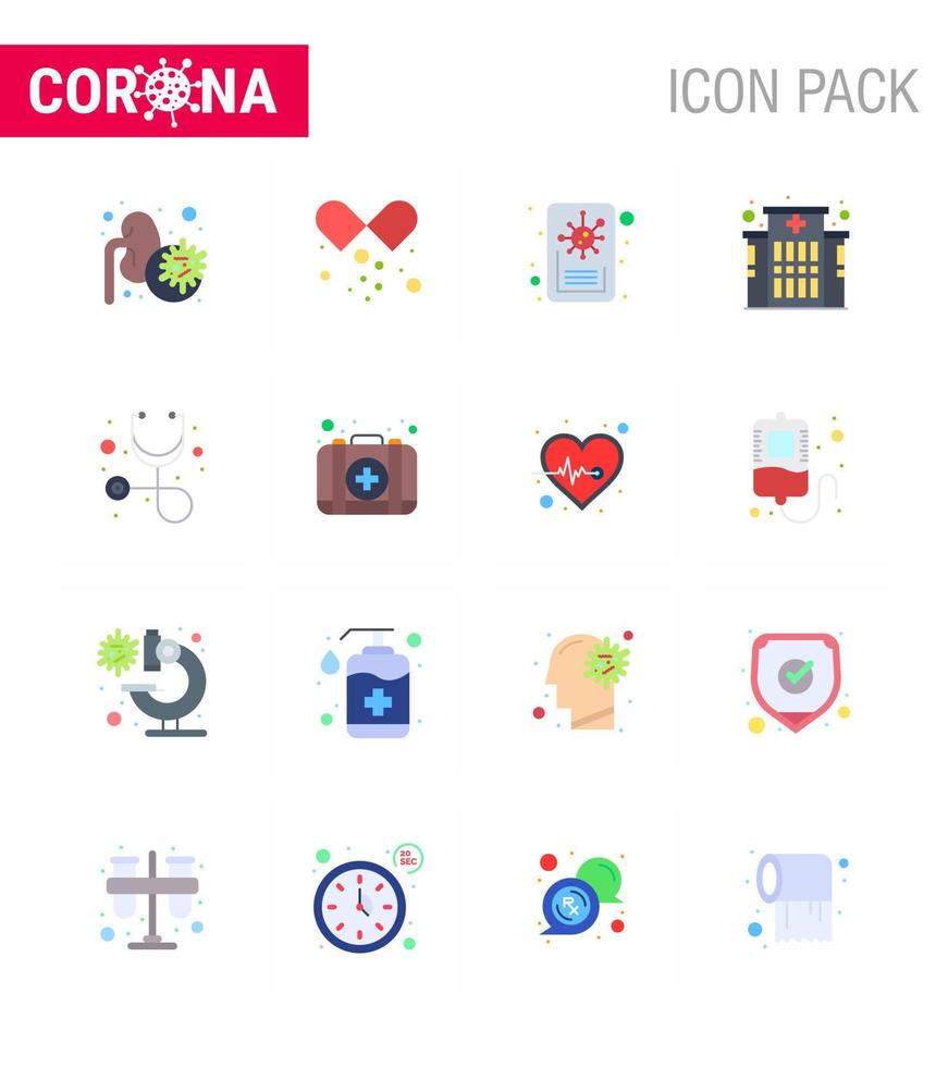 icono de conciencia de coronavirus 16 iconos de color plano icono incluido emergencia atención médica noticias diagnóstico clínica coronavirus viral 2019nov enfermedad vector elementos de diseño