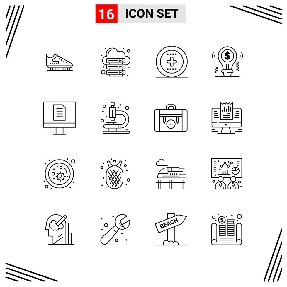16 Icons Line Style Grid Based Creative Outline Symbols for Website Design Simple Line Icon Signs Isolated on White Background 16 Icon Set Creative Black Icon vector background