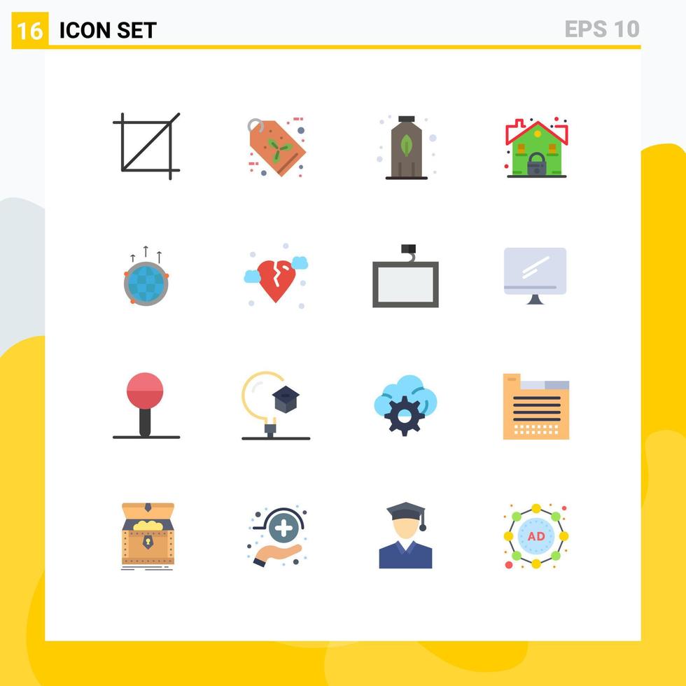 Modern Set of 16 Flat Colors and symbols such as global communication agriculture business security Editable Pack of Creative Vector Design Elements