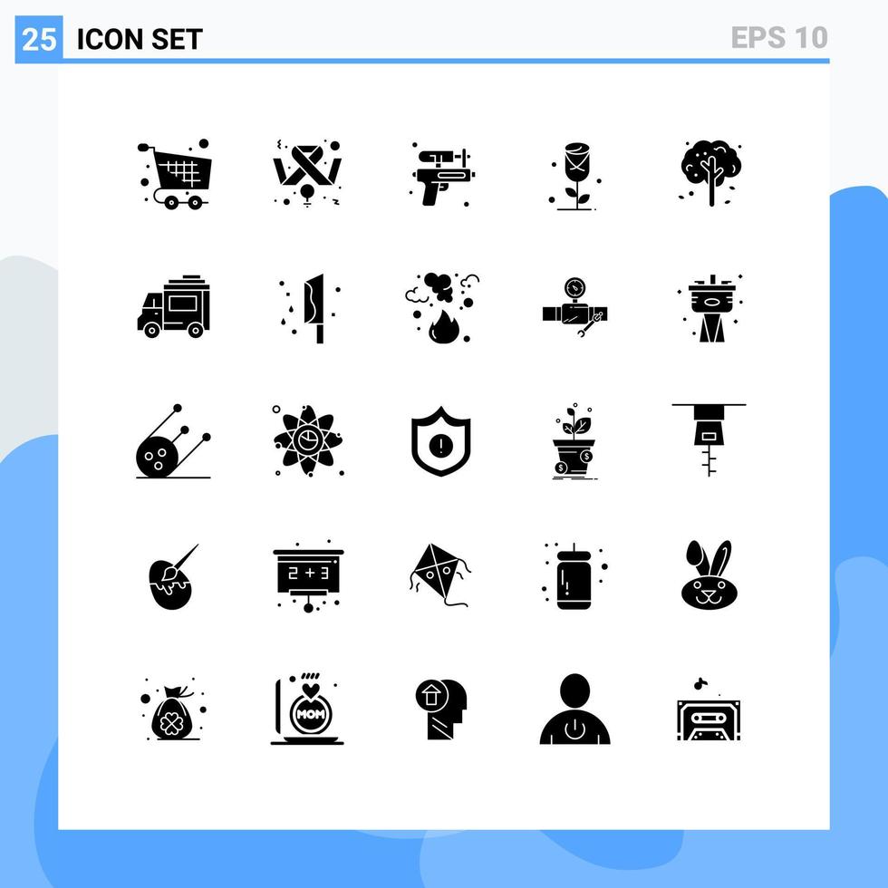 Pictogram Set of 25 Simple Solid Glyphs of apple tree love feminism rose park Editable Vector Design Elements