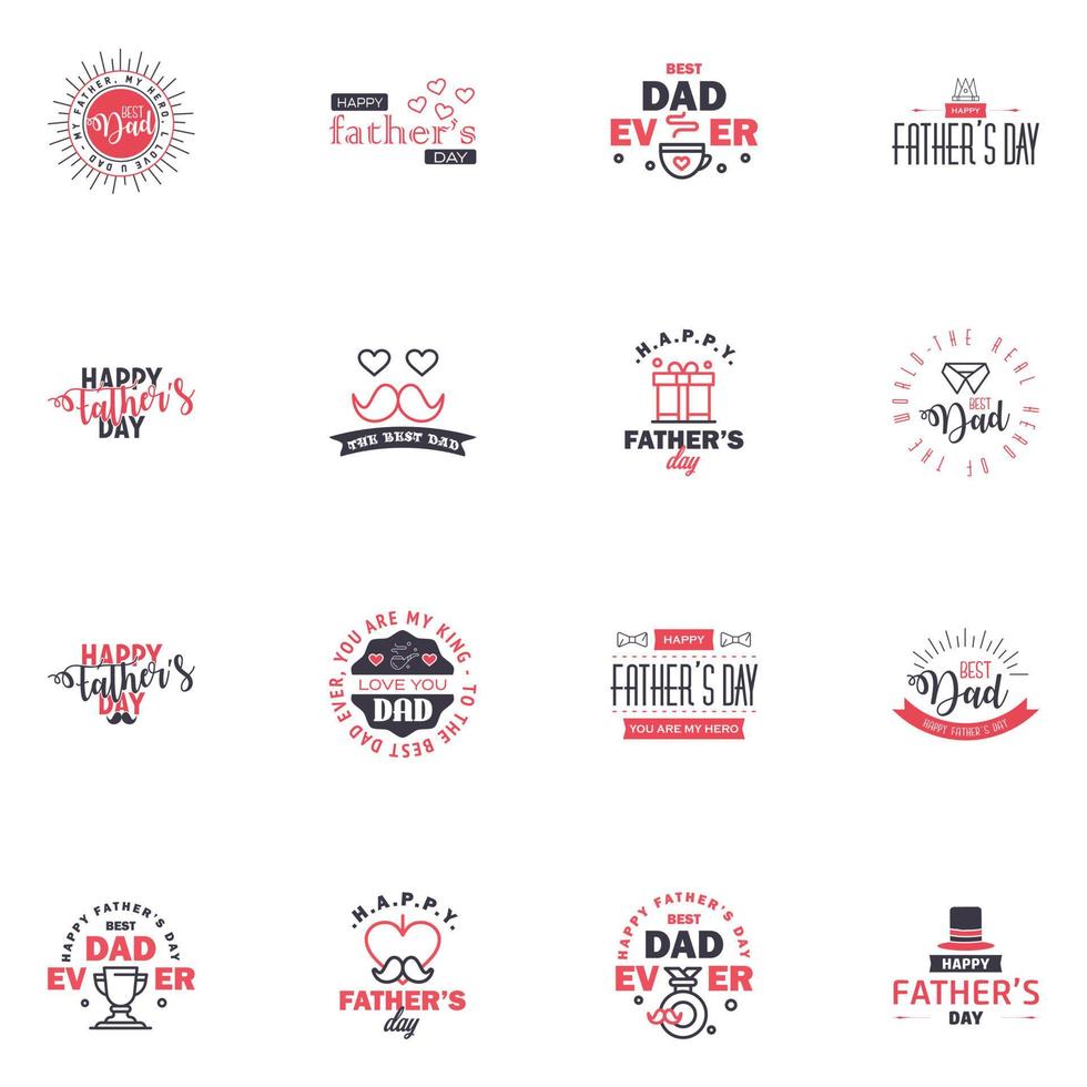 happy fathers day 16 Black and Pink text design Vector calligraphy Typography poster Usable as background Editable Vector Design Elements