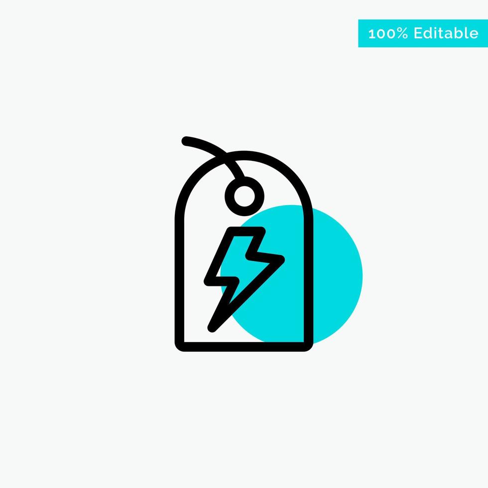 Tag Sign Power Energy turquoise highlight circle point Vector icon