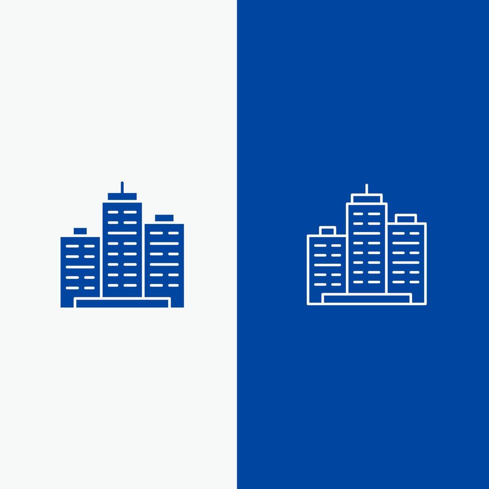 Building Architecture Business Estate Office Property Real Line and Glyph Solid icon Blue banner Line and Glyph Solid icon Blue banner vector