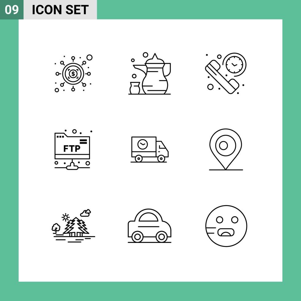Set of 9 Vector Outlines on Grid for buy folder religion account summary Editable Vector Design Elements