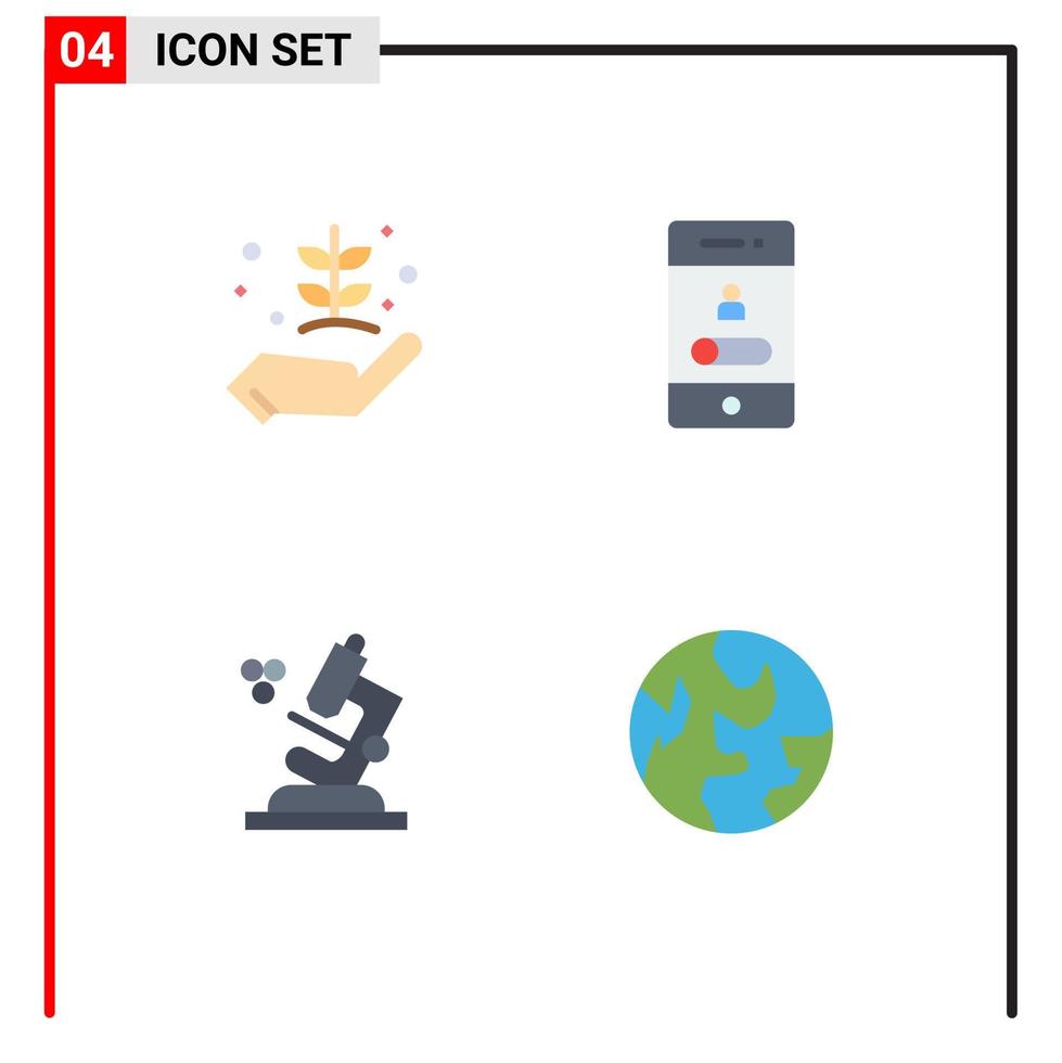 Pack of 4 Modern Flat Icons Signs and Symbols for Web Print Media such as agriculture telephone give mobile microscope Editable Vector Design Elements