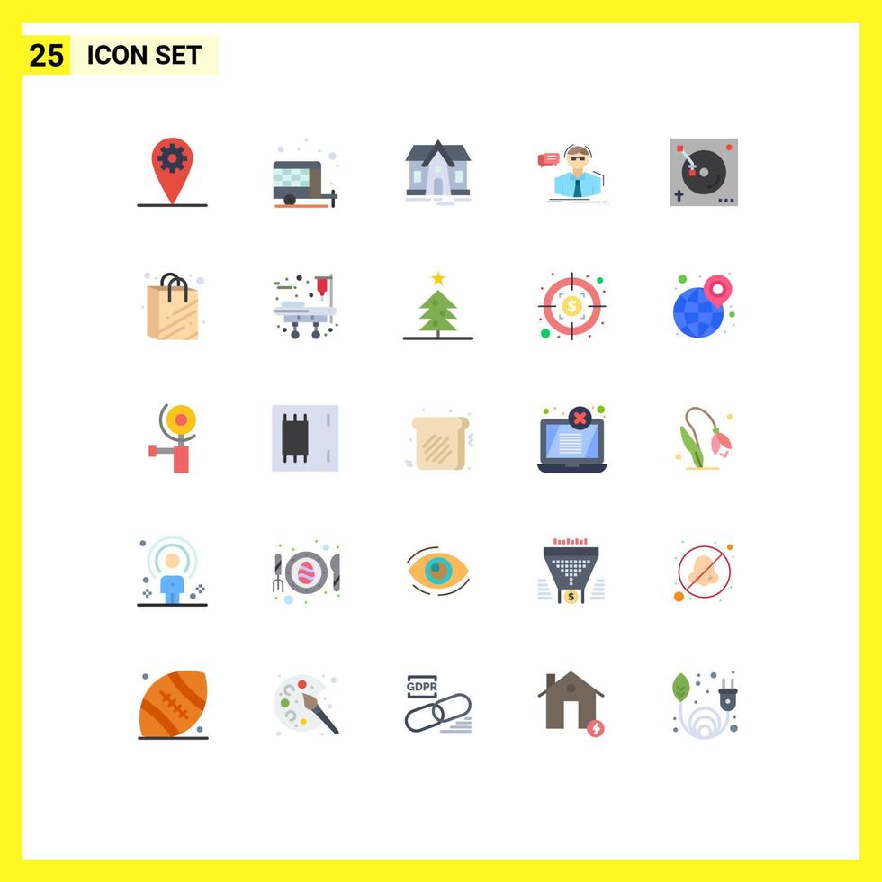 Pack of 25 creative Flat Colors of party mix house school scientist Editable Vector Design Elements