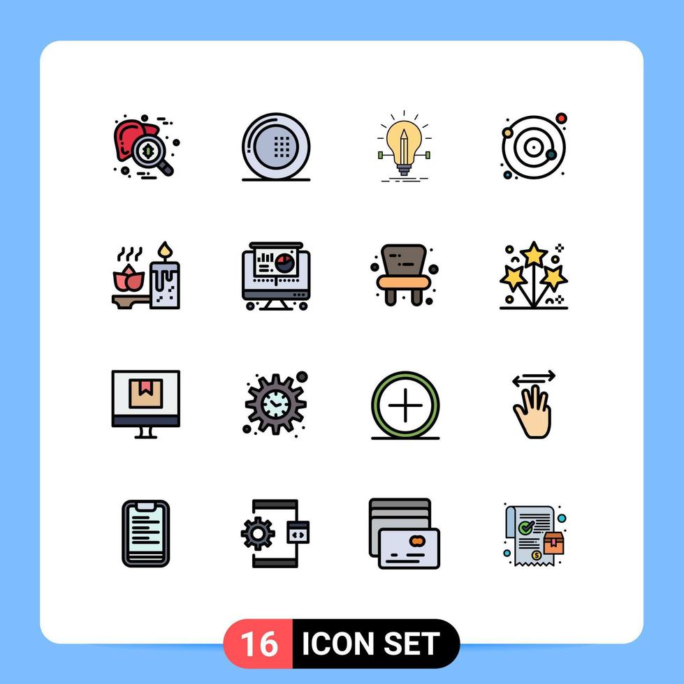 paquete de iconos de vectores de stock de 16 signos y símbolos de línea para la solución de lápiz de comidas en órbita elementos de diseño de vectores creativos editables