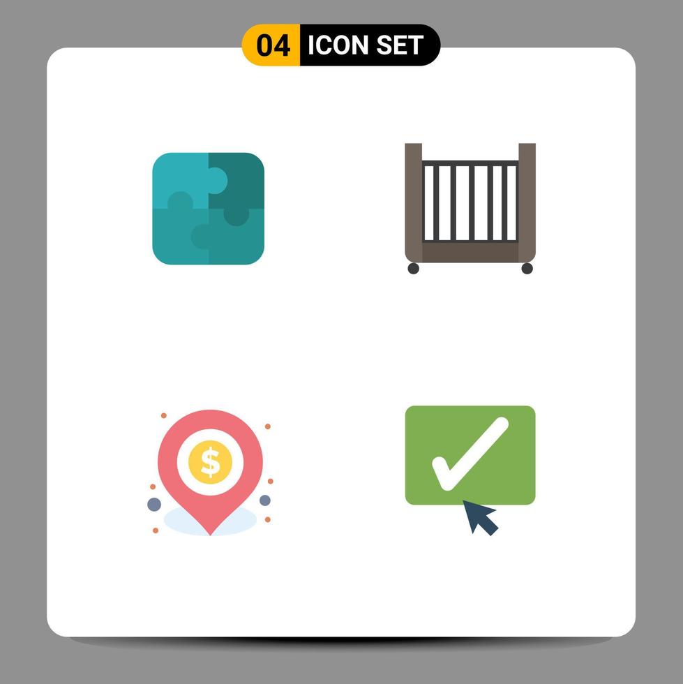 Set of 4 Modern UI Icons Symbols Signs for puzzle lend teamwork mobile local Editable Vector Design Elements