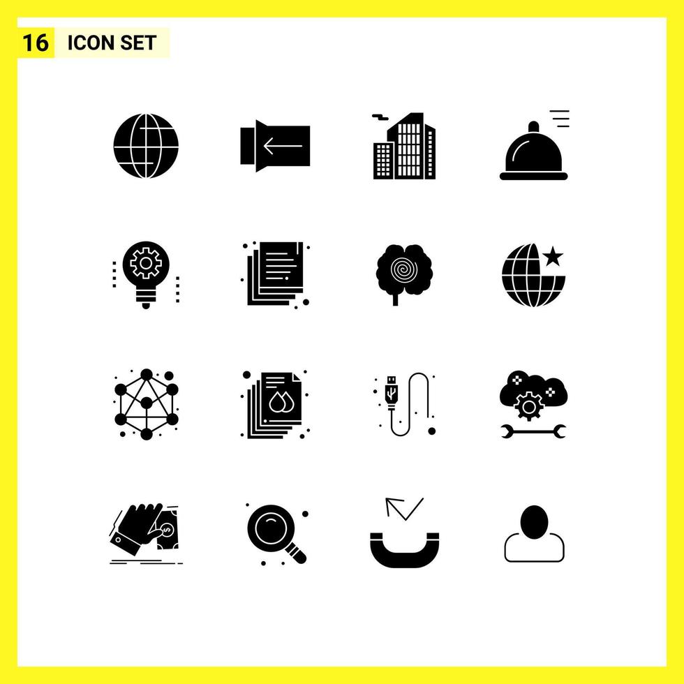Modern Set of 16 Solid Glyphs and symbols such as robotics electronics real artificial intelligence eat Editable Vector Design Elements
