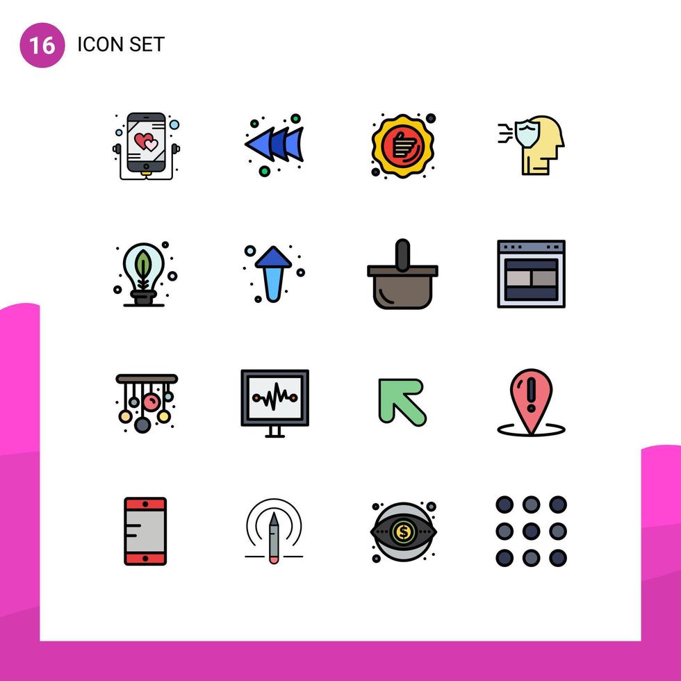 Flat Color Filled Line Pack of 16 Universal Symbols of day shield guarantee security personal Editable Creative Vector Design Elements