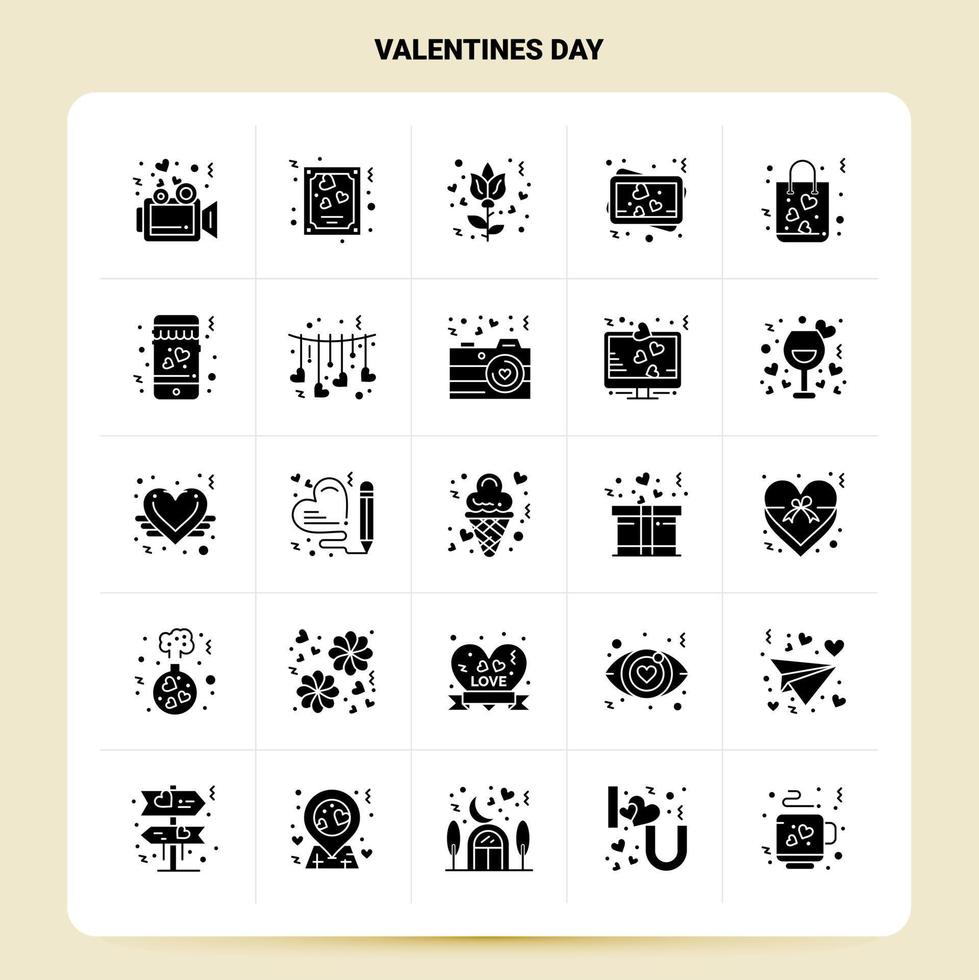 Solid 25 Valentines Day Icon set Vector Glyph Style Design Black Icons Set Web and Mobile Business ideas design Vector Illustration