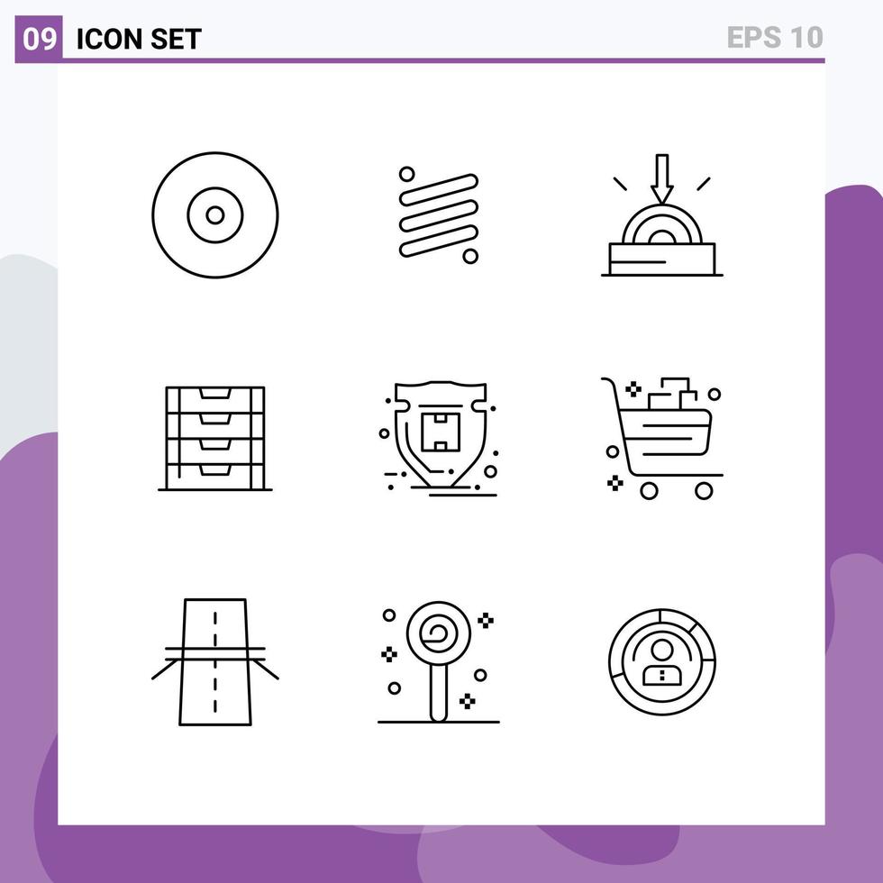 9 Thematic Vector Outlines and Editable Symbols of package school cryptocurrency drawer technology Editable Vector Design Elements