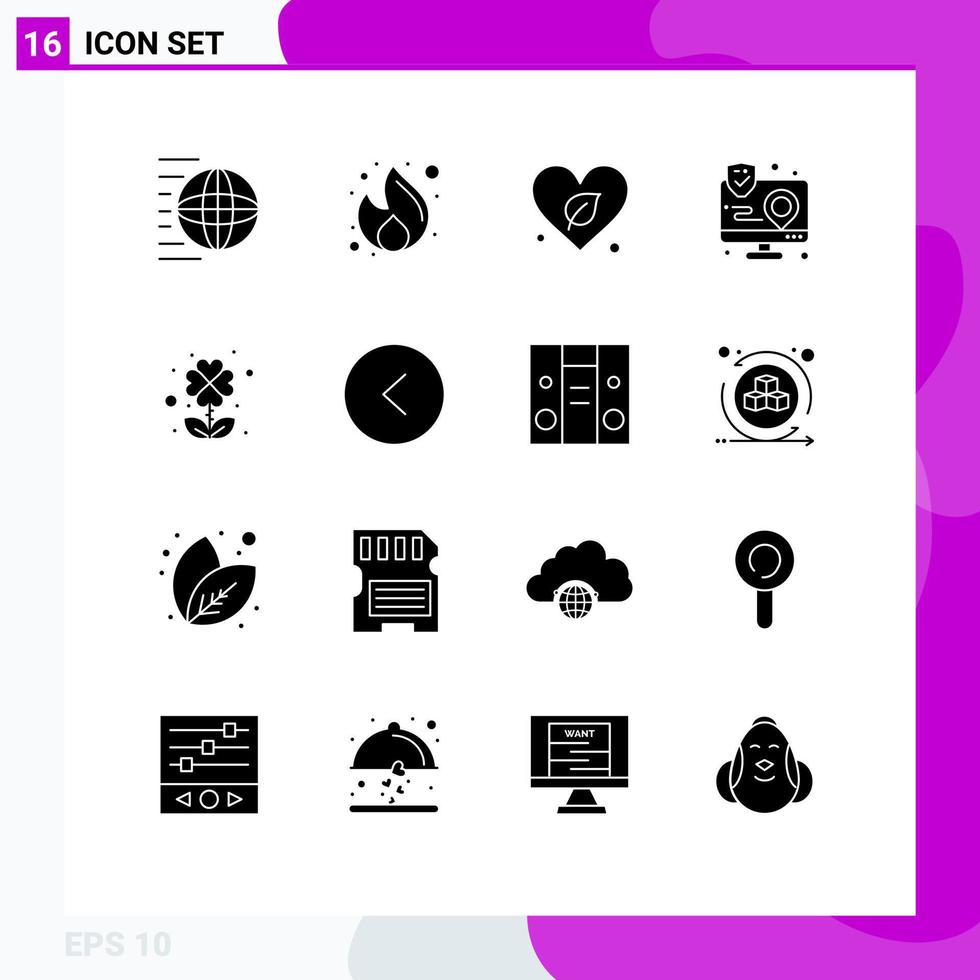 16 Thematic Vector Solid Glyphs and Editable Symbols of interface app money action world Editable Vector Design Elements