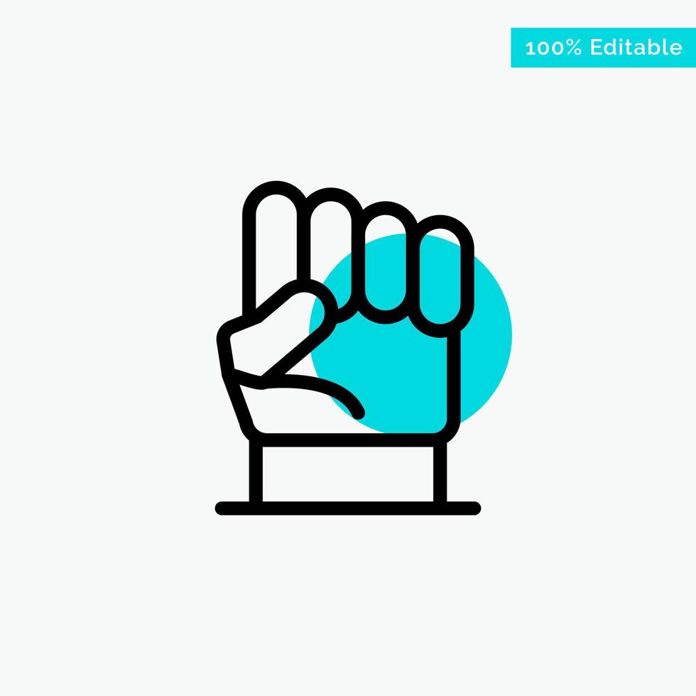 Freedom Hand Human Power Strength turquoise highlight circle point Vector icon