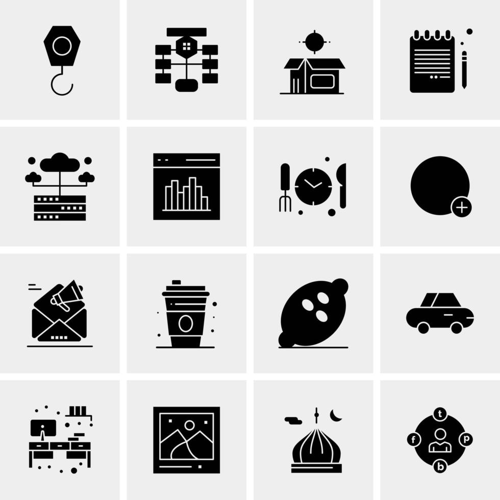 16 iconos de negocios universales vector ilustración de icono creativo para usar en proyectos relacionados con la web y dispositivos móviles