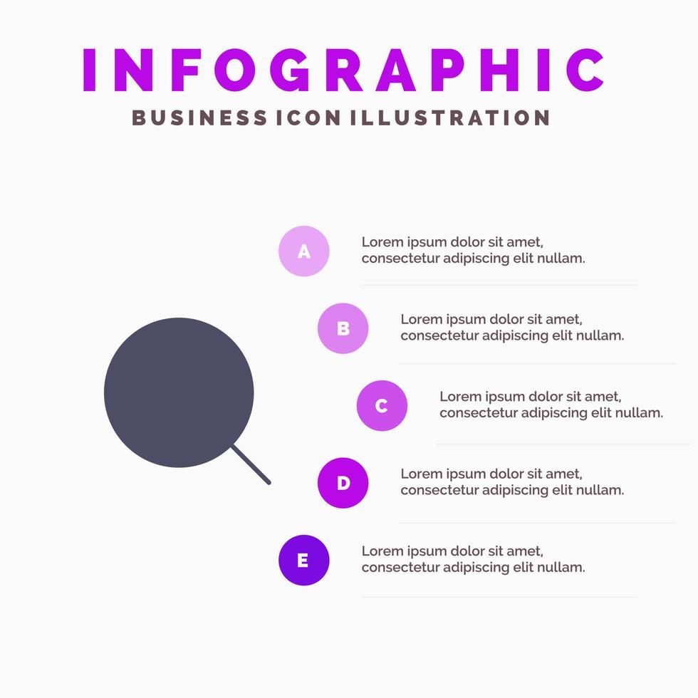 Search Magnify Tool Max Solid Icon Infographics 5 Steps Presentation Background vector