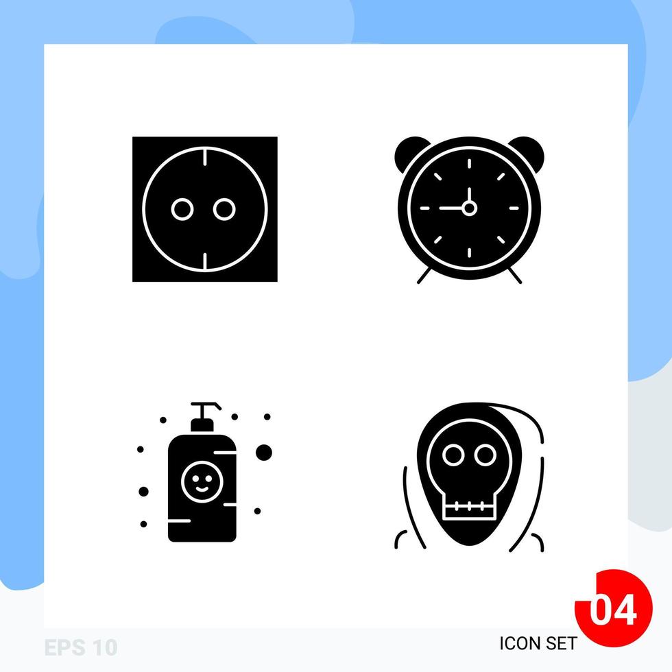 Modern Pack of 4 Icons Solid Glyph Symbols isolated on White Backgound for Website designing Creative Black Icon vector background