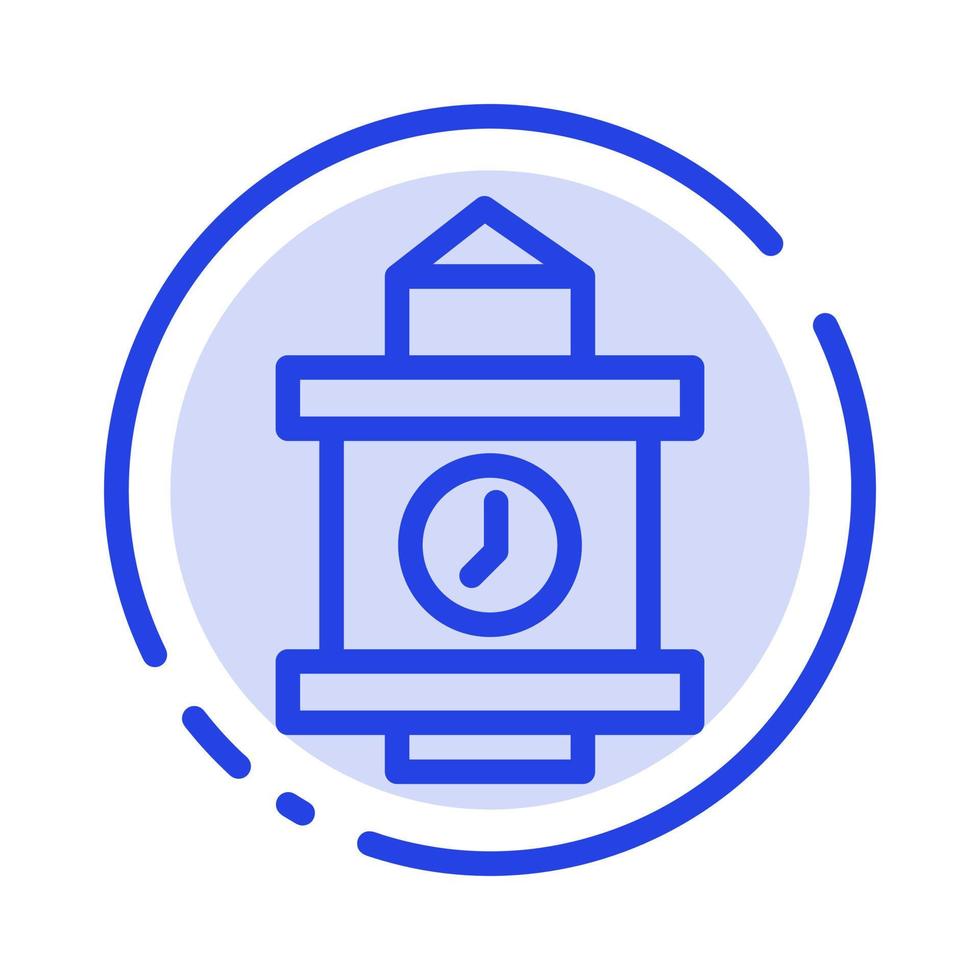 Train Time Station Blue Dotted Line Line Icon vector