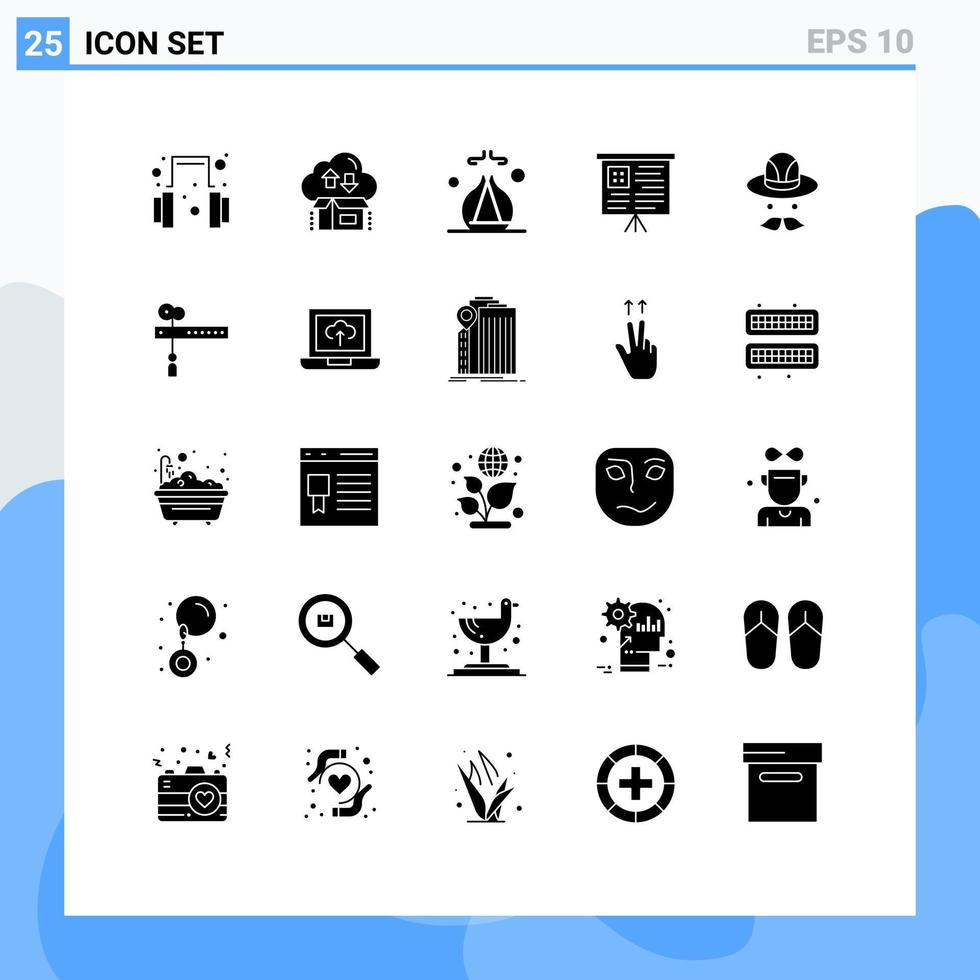 25 Creative Icons Modern Signs and Symbols of decoration hat incense cap chart Editable Vector Design Elements