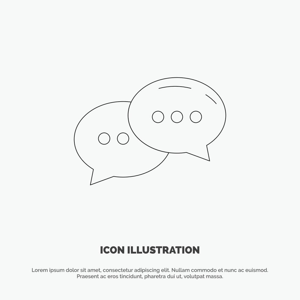 Chat Chatting Conversation Dialogue Line Icon Vector