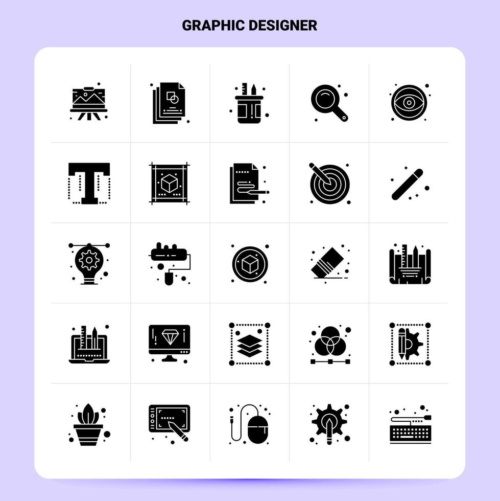 Solid 25 Graphic Designer Icon set Vector Glyph Style Design Black Icons Set Web and Mobile Business ideas design Vector Illustration