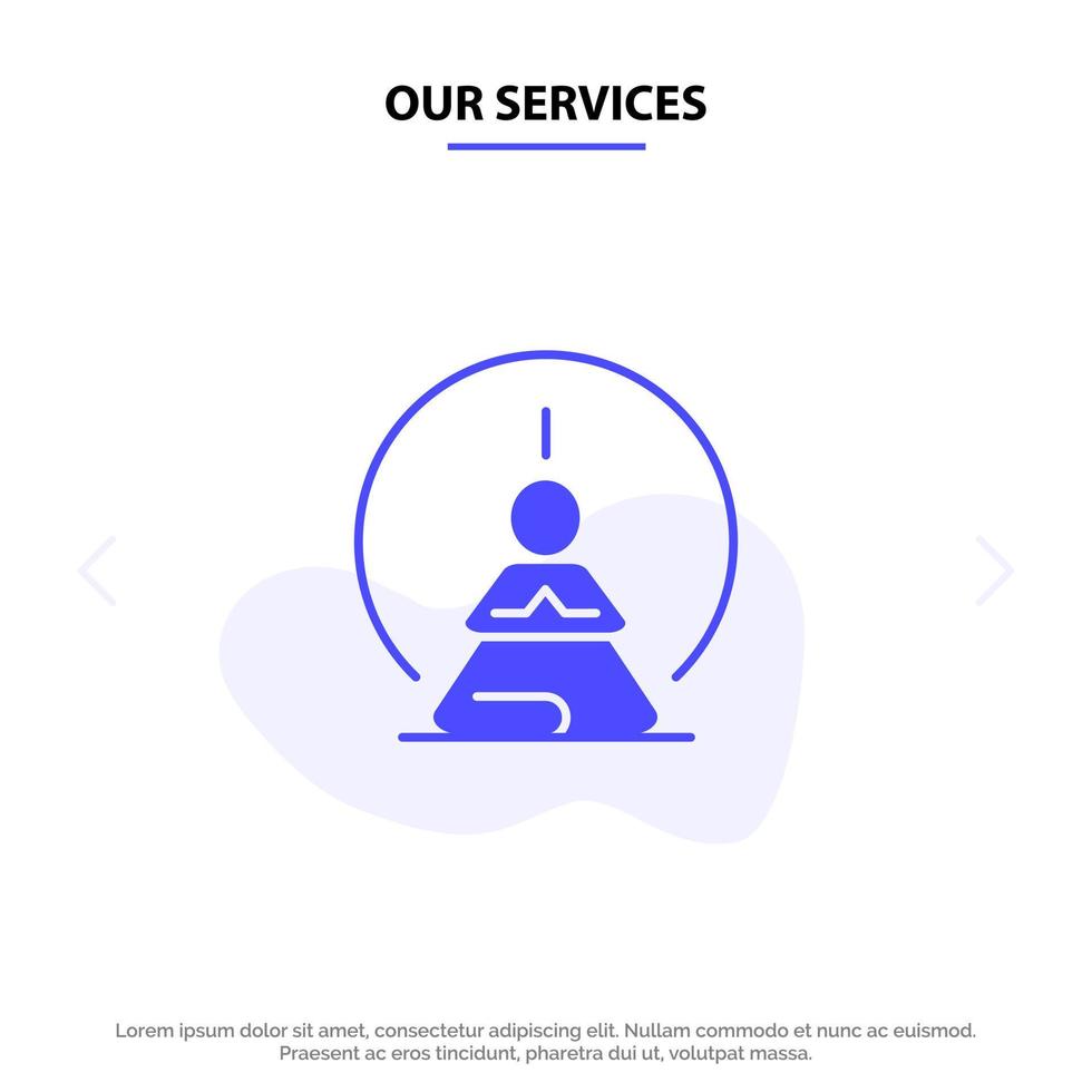Our Services Mental Concentration Concentration Meditation Mental Mind Solid Glyph Icon Web card Template vector
