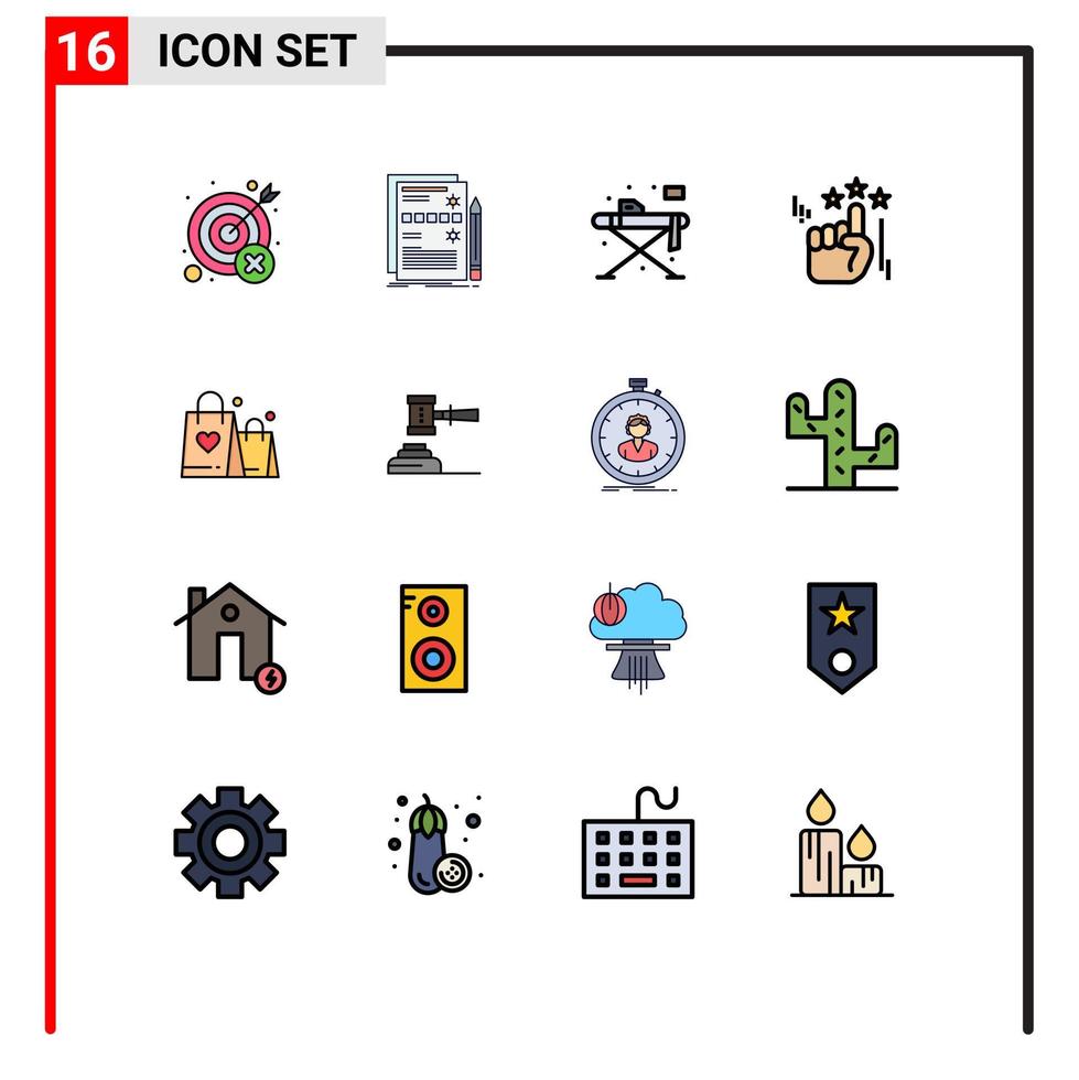 paquete de iconos de vector de stock de 16 signos y símbolos de línea para elementos de diseño de vector creativo editable de hierro de mano de hardware de bolso de mano