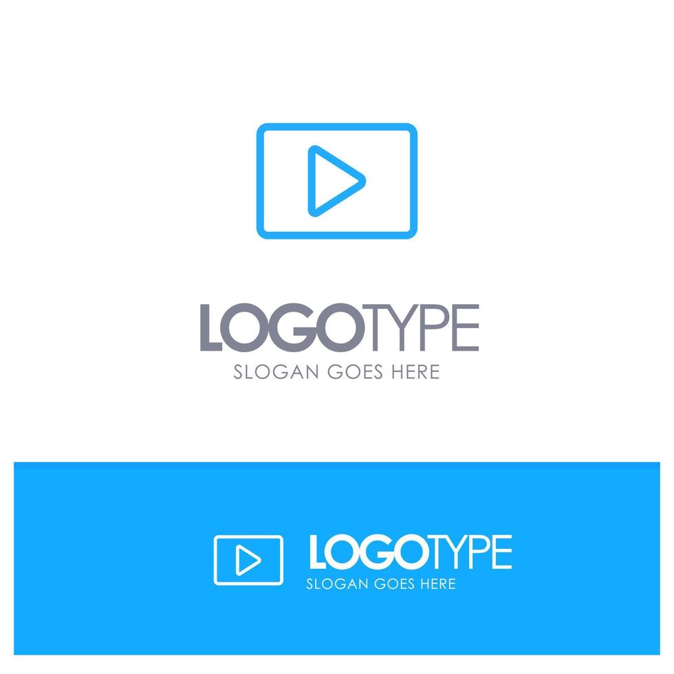 YouTube Paly Video Player Blue Outline Logo Place for Tagline vector