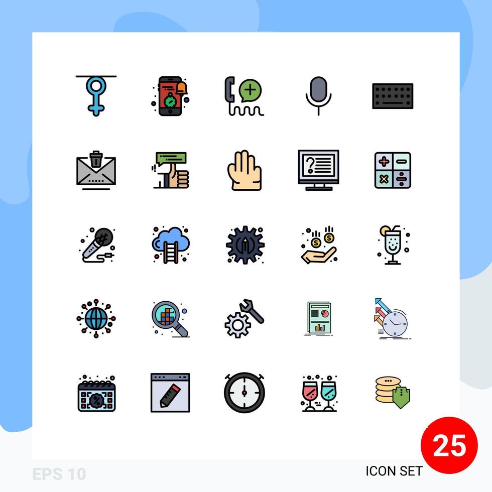 25 Creative Icons Modern Signs and Symbols of ui microphone news mic interface Editable Vector Design Elements