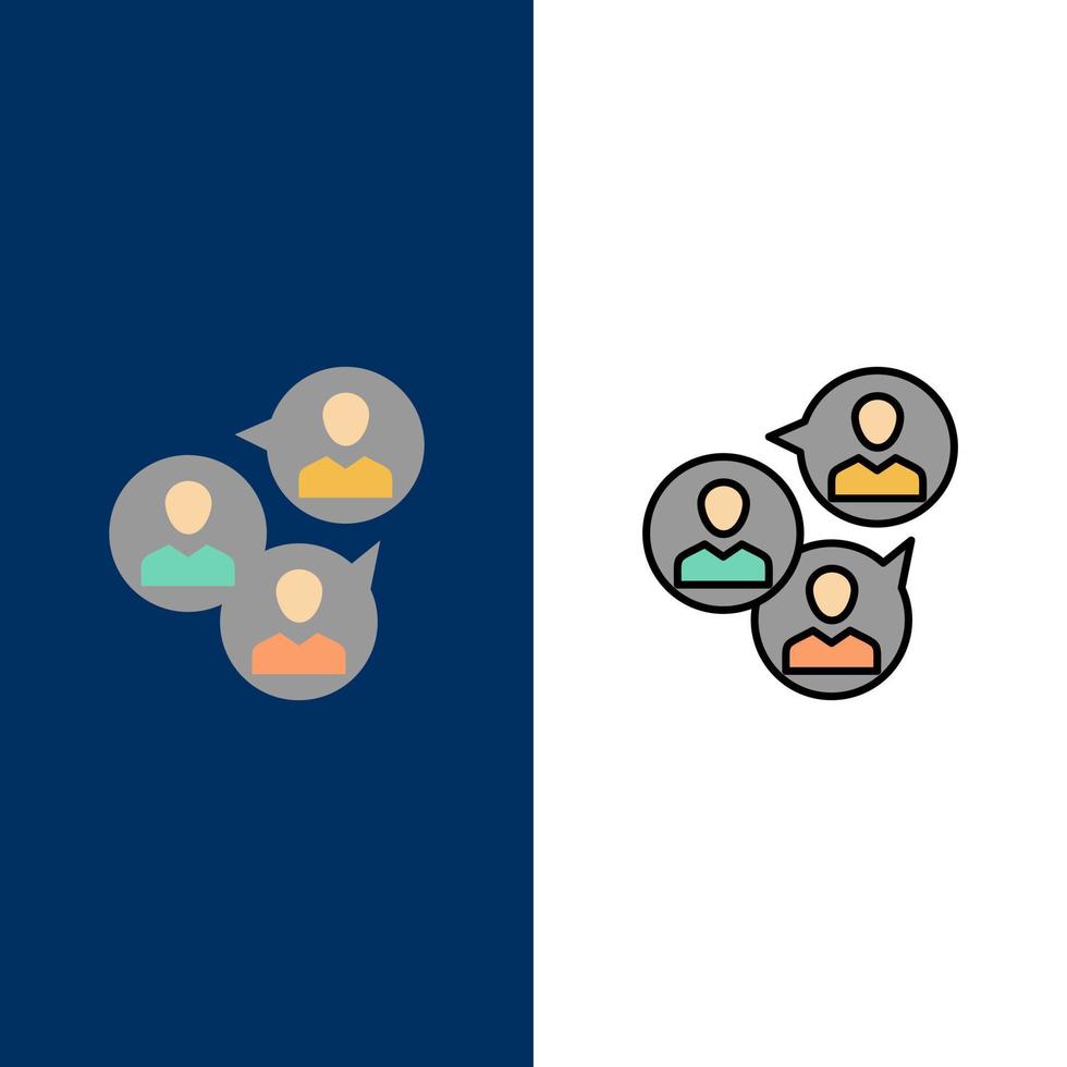 Focus Group Business Focus Group Modern  Icons Flat and Line Filled Icon Set Vector Blue Background