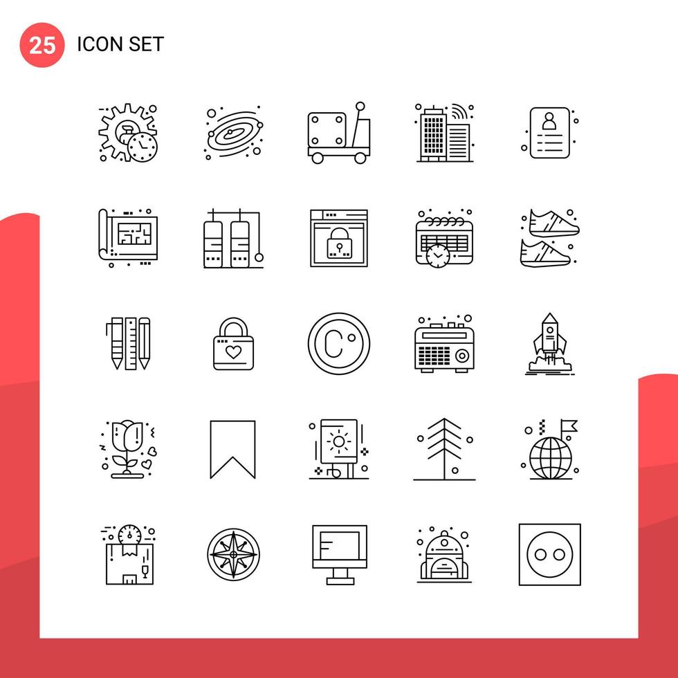 paquete de 25 iconos de contorno universal para medios impresos sobre fondo blanco fondo de vector de icono negro creativo